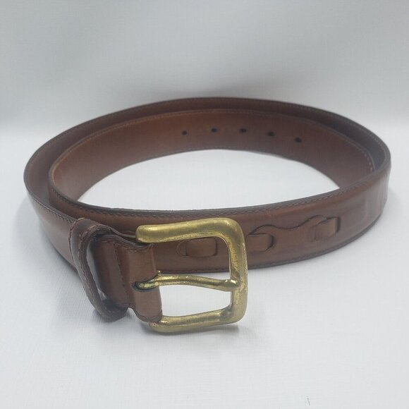 Cole Haan Leather Belt Genuine Leather Brass Buckle 40/100 Made in USA - Picture 2 of 16